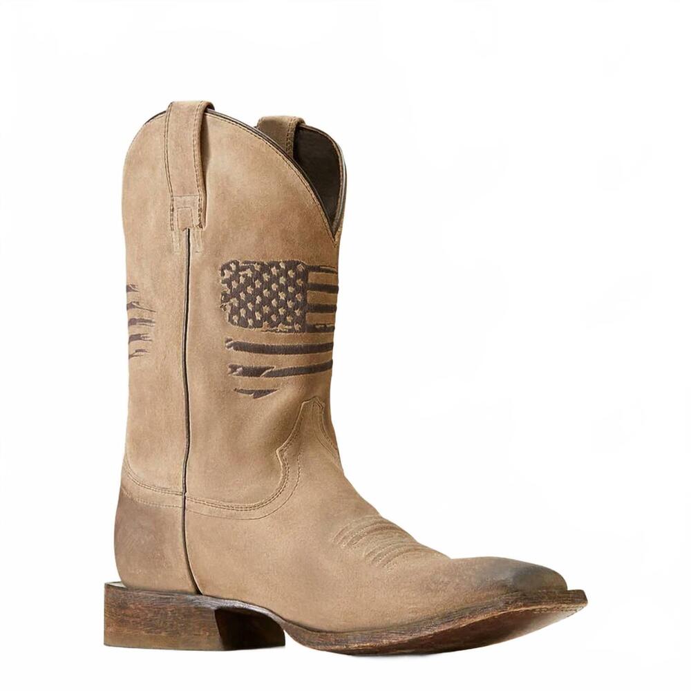 NEW ARIAT men's circuit patriot cowboy boots in burned grey roughout